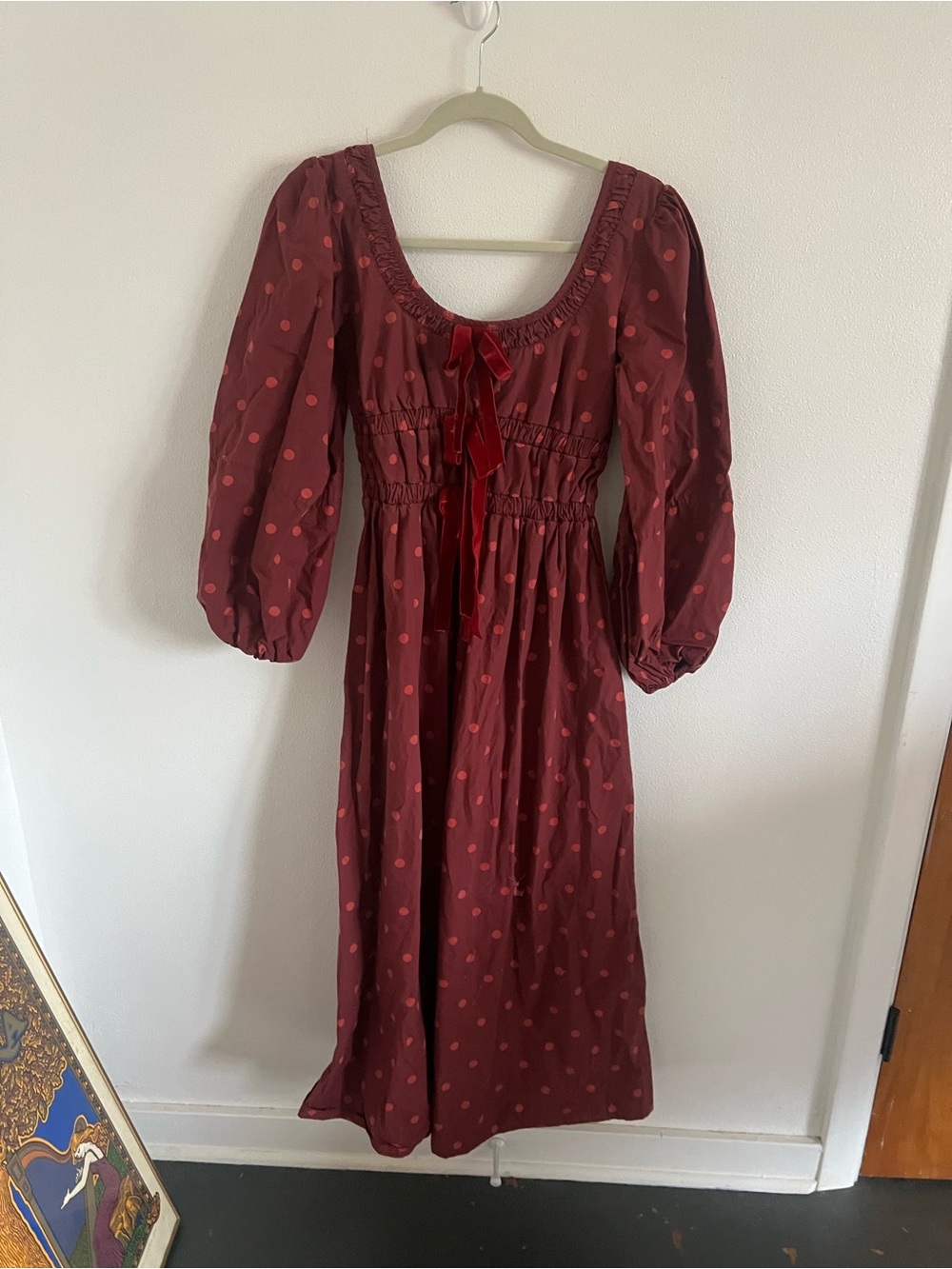 Damson Madder Dakota Bow Midi Dress, size UK 8 or US 4 - Picture 2 of 9